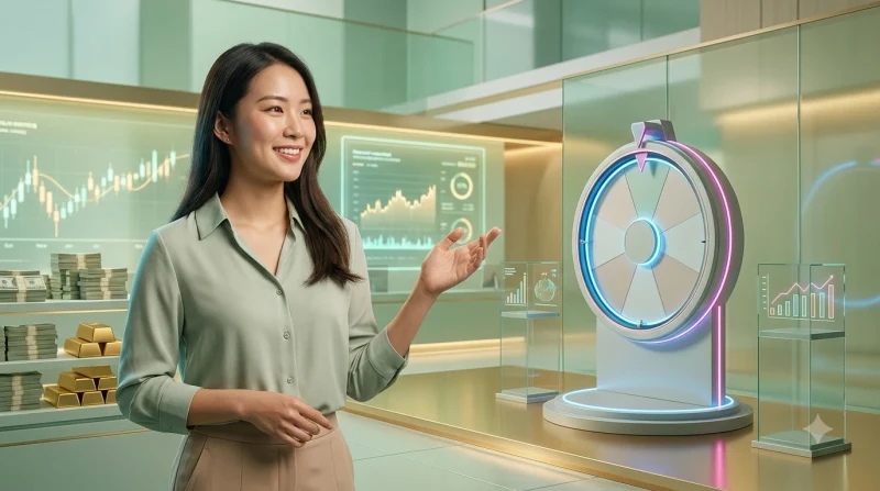 Ảnh minh họa quy trình chơi roulette từng bước với các biểu tượng kỹ thuật số phát sáng.
