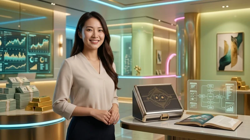 Ảnh minh họa tổng quan trò chơi baccarat với bài lá cao cấp và ánh sáng neon sang trọng