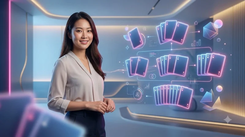 Bàn tay đang sắp xếp 13 lá bài thành ba chi trong mậu binh CM88