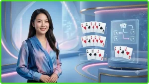 Bàn tay đang sắp xếp 13 lá bài thành ba chi trong mậu binh CM88