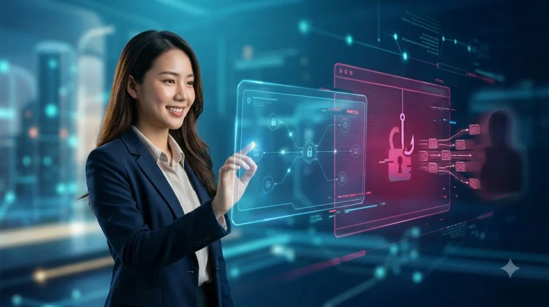 Cảnh báo rủi ro bảo mật khi truy cập website giả mạo với biểu tượng khiên vỡ và dấu chấm than