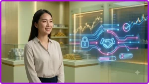 Điện thoại hiển thị biểu tượng tải xuống và khiên bảo mật, minh họa lợi ích khi cài đặt app CM88