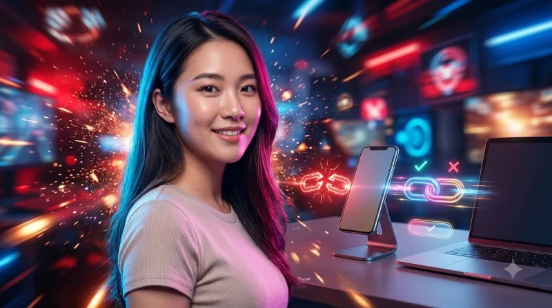 dien-thoai-va-may-tinh-tren-ban-toi-voi-bieu-tuong-canh-bao-phat-sang-giua-hai-thiet-bi Điện thoại và máy tính trên bàn tối với biểu tượng cảnh báo phát sáng giữa hai thiết bị
