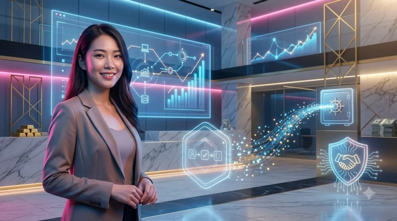 Điện thoại với khiên bảo mật và danh sách kiểm tra hologram, minh họa các lưu ý trước khi tải app CM88