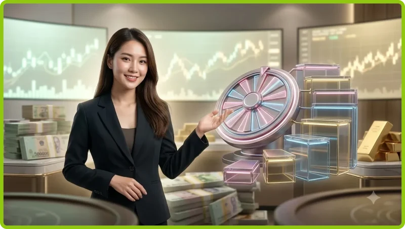 Chìa khóa vàng mở khóa bảng trả thưởng holographic với các biểu tượng slot.