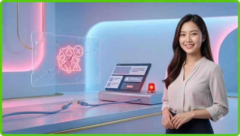 Hình ảnh minh họa việc xác định nguyên nhân lỗi truy cập trên màn hình máy tính với biểu đồ chẩn đoán