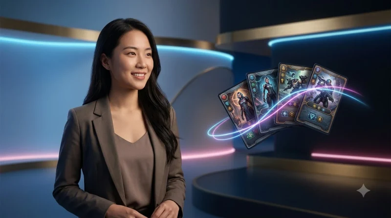 Lá bài poker stood upright trên mặt phẳng đen phản chiếu ánh sáng