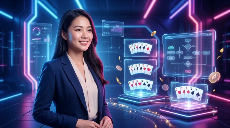 Minh họa kinh nghiệm chơi phỏm hiệu quả với biểu tượng chiến thắng và bài được sắp xếp gọn gàng