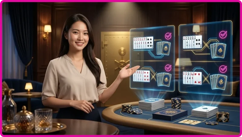 Minh họa luật chặn bài trong game tiến lên
