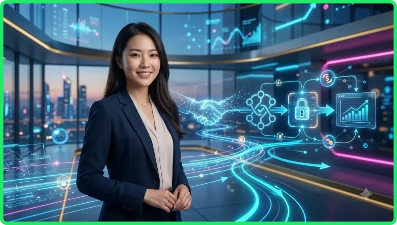 Minh họa người chơi ngồi trước màn hình sáng với cổng nạp tiền holographic phát sáng