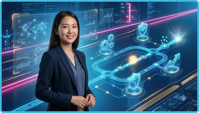 Người dùng đang tìm kiếm website chính thức CM88 với kính lúp và biểu tượng bảo mật